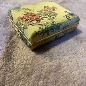 Vintage Asian Jewelry Box with Velvet Interior